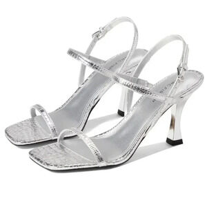 Marc Fisher Padre Silver Slingback Sandal Size 7.5M